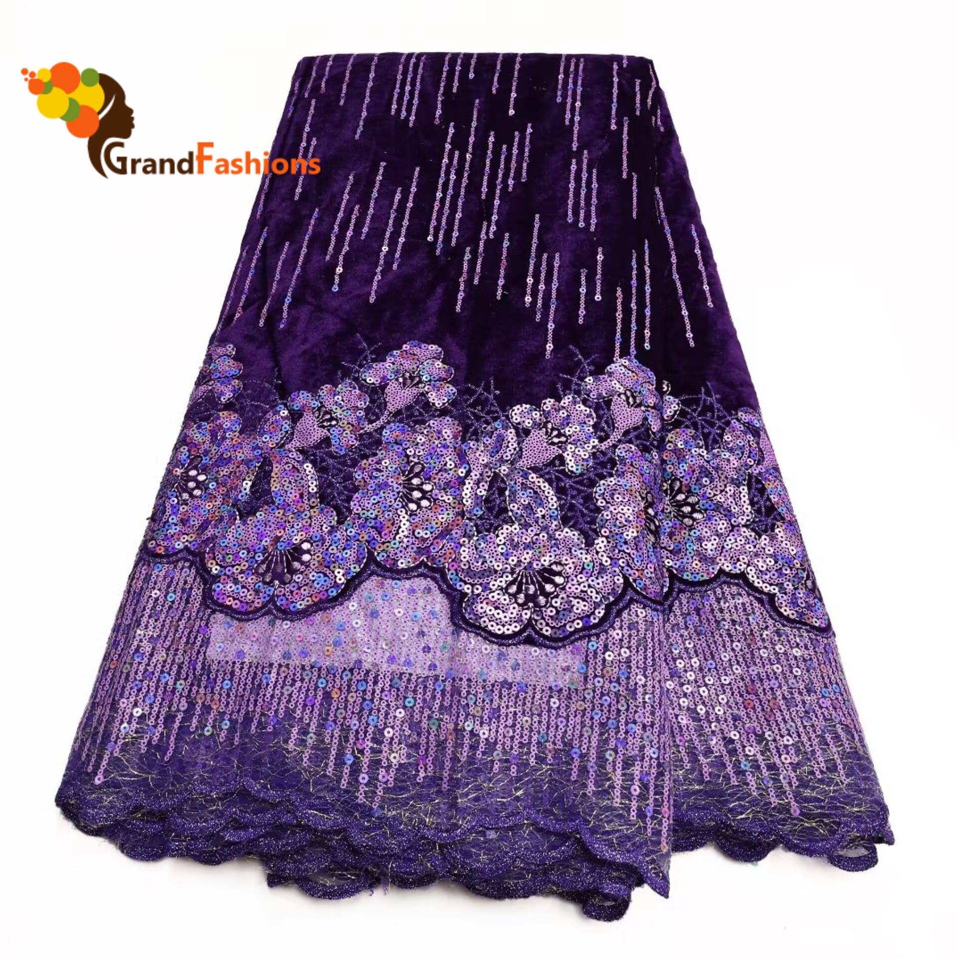 Queen Adesola Women's Sequence Velvet Lace.