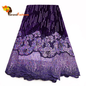 Queen Adesola Women's Sequence Velvet Lace.