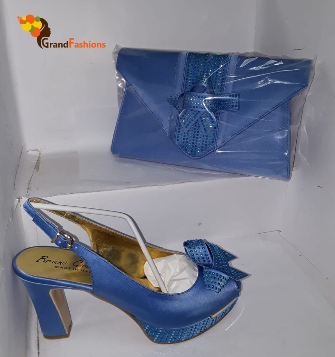 Italian Design Wedge Luxury Rhinestone Matching Shoes And Bag 1 Set Women  Shoes