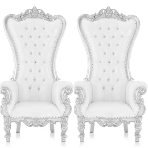 Luxury King & Queen Throne Chair Silver